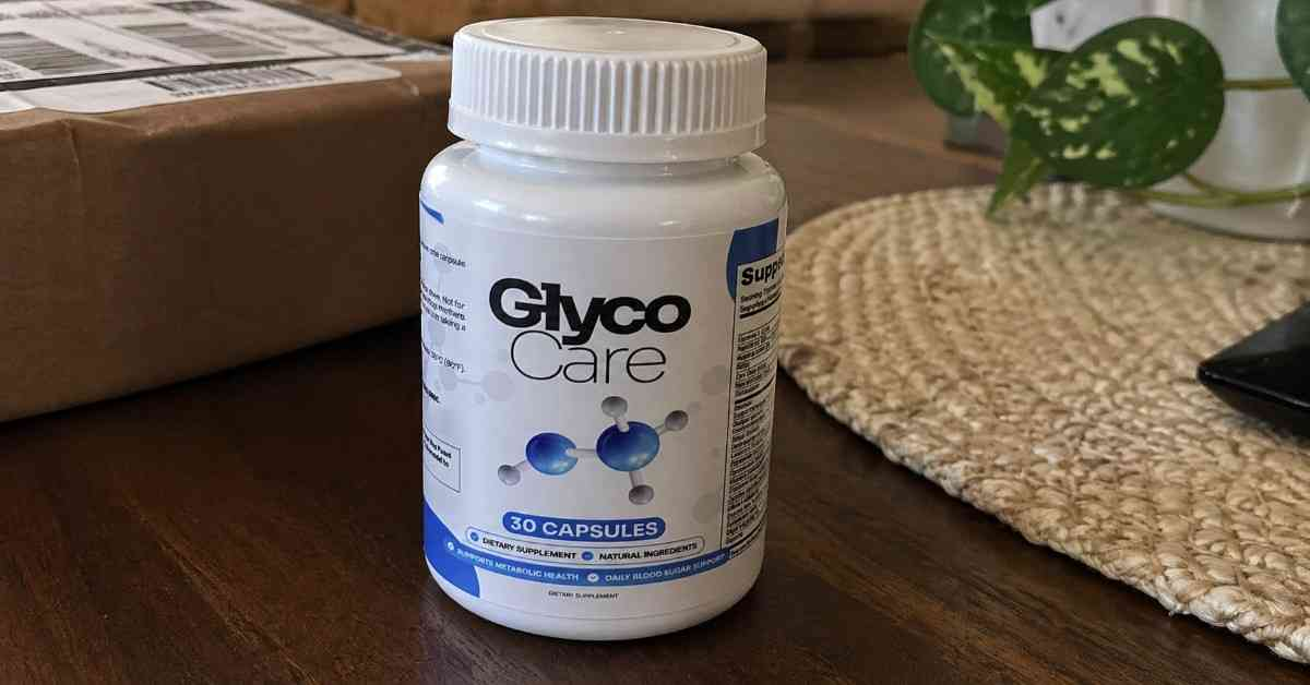 GlycoCare bottle product visual on a tabletop